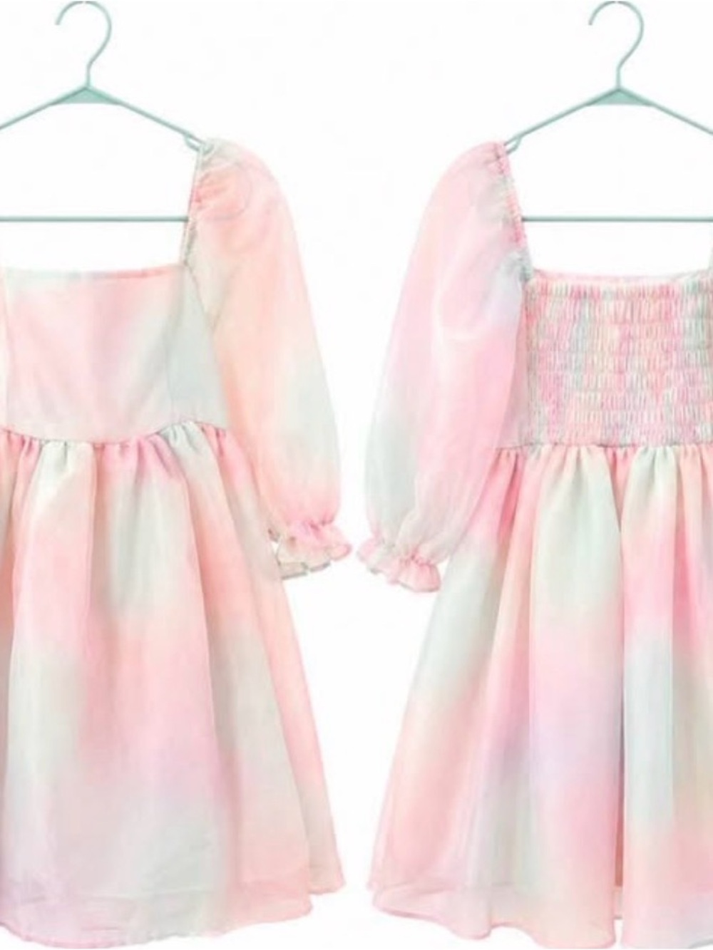 Source Unknown Pastel Pink Sheer Puff-Sleeve Dress for Girls